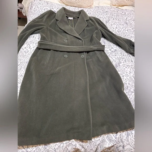 Vintage Armani Collezioni olive / army Green Belted Coat size 16 - Picture 4 of 9